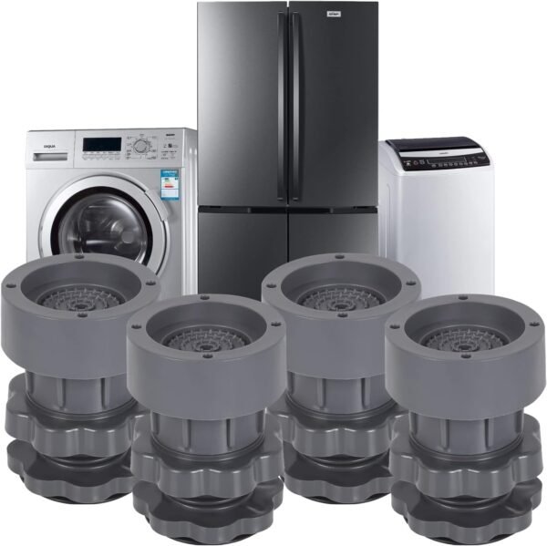 BIYALI Washing Machine Vibration Pads - Adjustable Dryer Shock & Noise Cancelling Pads, Anti Vibration Pads for Washing Machine Support, Height Adjustment Feet for Refrigerators, (4 Pcs Set)
