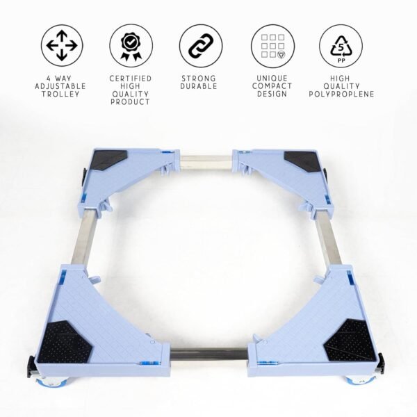 Aviksha Enterprise Premium Heavy Duty Adjustable Top Load Washing Machine/Refrigerator/Fridge/Dishwasher/Air Cooler Trolley/Stand With Wheels : Colour - Bluish Grey