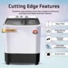 Power Guard 6.5 kg 5 Star Semi-Automatic Top Loading Washing Machine Appliance (2024 Model,PG65WM-Bk-OP, Black, Powerful Motor,Effective Wash Pulsator,1350 RPM & Castors)
