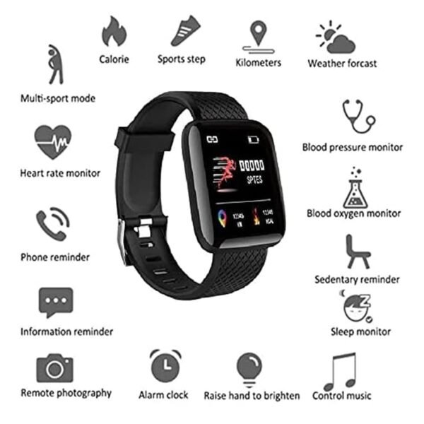 ZEXGA D116 Smart Watch for Kids Men Women Boys Girls Water Proof Touchscreen Smart Watch Bluetooth 1.44 HD Screen Smart Watch with Daily Activity Tracker, Heart Rate Sensor, Sleep Monitor - Black