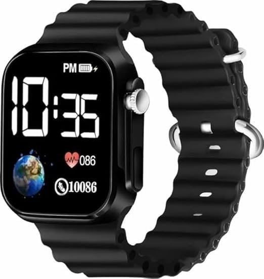 Black Ultra Digital Dial Waterproof Smart Design LED Display Kids Watch for Boys & Girls, Men and Women, Birthday Gift, Rakhi Gift (Age 4-15 Years) Black