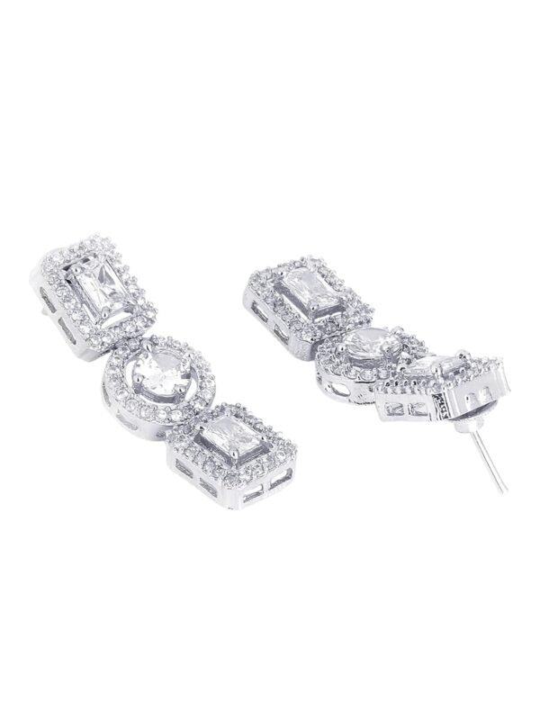 Yellow Chimes Traditional American Diamond Rhodium Rose Gold Plated AD Necklace Jewellery Set for Women