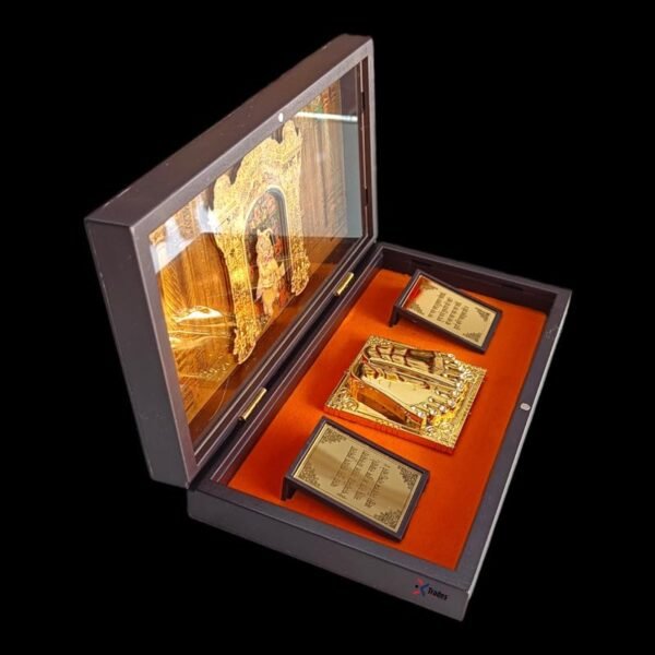 DK Trades® Gold Plated Lord Hanuman Ji Pooja Box | Premium Gold Hanuman Ji | Pocket Temple Hanuman Ji with Hanuman Chalisa | Unique Home | Office Gift