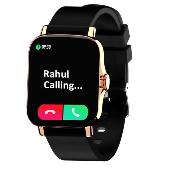 Maxima Max Pro X6 Calling Smartwatch with premium Speaker & Mic,accurate SpO2 monitoring, 8 Fitness modes,Social Media Alerts,Multiple watch faces,1.7" Full HD Display (400 Nits)-Gold with Black Strap