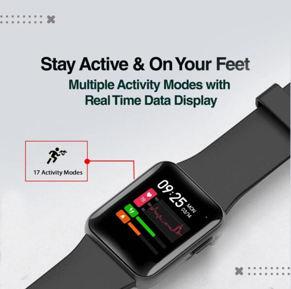 GOQii Smart Vital Lite SpO2 1.4" HD, Smart Notification Waterproof Smart Watch for Android Phones, Blood Oxygen, Fitness, Sports & Sleep Tracking with 3 Months Personal Coaching - Black