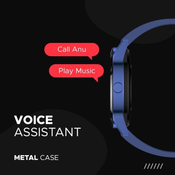 Fire-Boltt India's No 1 Smartwatch Brand Talk 2 Bluetooth Calling Smartwatch with Dual Button, Hands On Voice Assistance, 120 Sports Modes, in Built Mic & Speaker with IP68 Rating (Navy Blue)