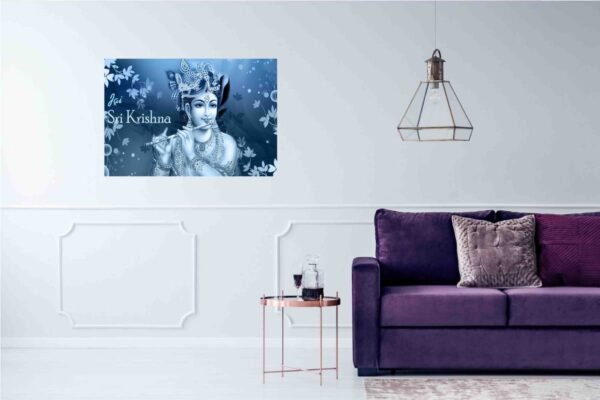 Decorative Wall & Laptop Stickers | God Shri Krishna Poster for Mandir/Worship/Prayer Room | Interior Decoration Item