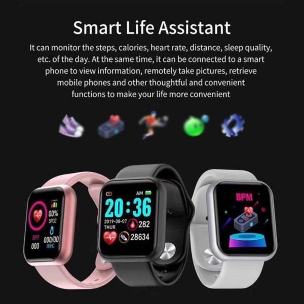 NEELTEX m i D20 Y68 App|e Smart Watch for Kids Boys 10-12 Year Old, Men, Girls, Women Id116 Plus 2024 Latest Brand for Android & iOS Phon (Pink)
