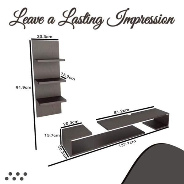 ESTANTERIA Black Stack Engineered Wood TV Entertainment Wall Unit (Standard, Wenge)