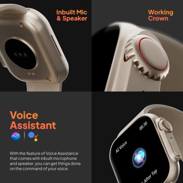 Fire-Boltt Gladiator 1.96" Biggest Display Smart Watch with Bluetooth Calling, Voice Assistant &123 Sports Modes, 8 Unique UI Interactions, SpO2, 24/7 Heart Rate Tracking (Light Gold)