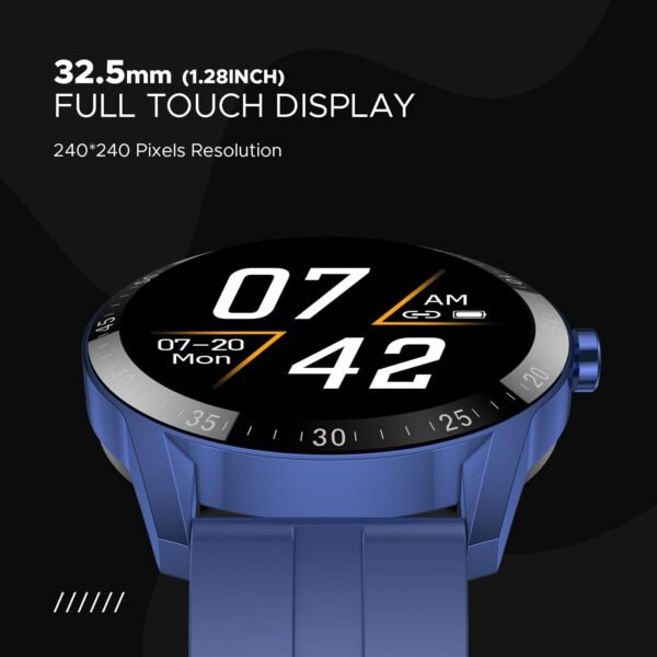 Fire-Boltt India's No 1 Smartwatch Brand Talk 2 Bluetooth Calling Smartwatch with Dual Button, Hands On Voice Assistance, 120 Sports Modes, in Built Mic & Speaker with IP68 Rating (Navy Blue)