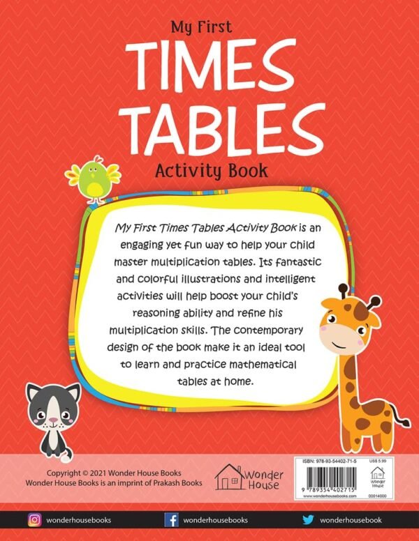 My First Times Tables Activity Book : Multiplication Tables From 1 - 20 with Fun and Easy Math Activities for Children