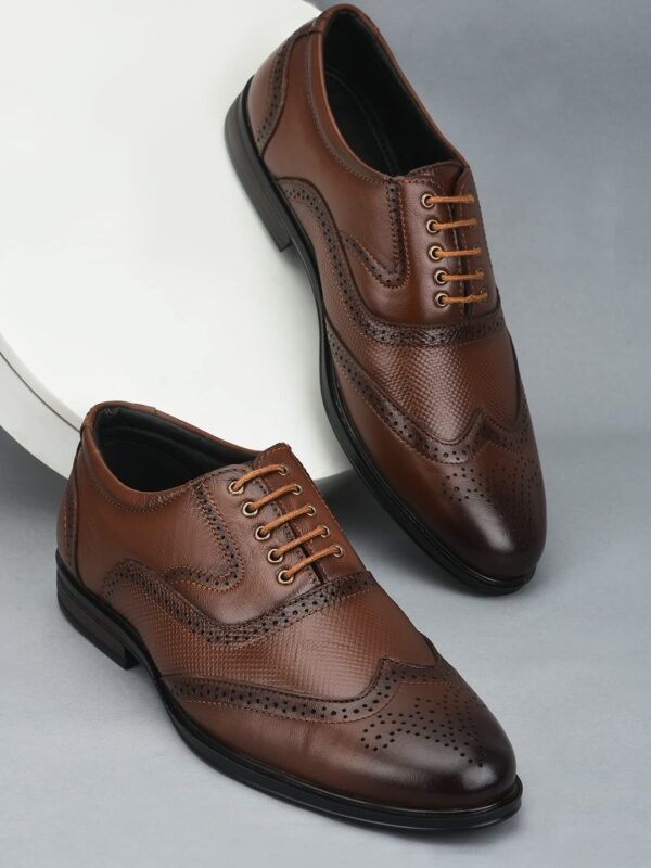 Liberty Fortune HOL-125E Lacing Brogue Shoes for Men with PU Sole | Comfortable & Lightweight | Cushioned Footbed | Durable & Trendy Design | Leather Insole | Formal Footwear