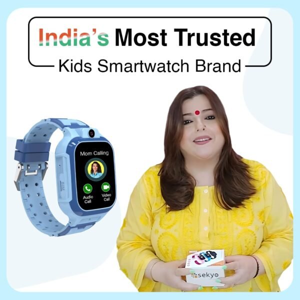 sekyo Carepal Pro 4G LTE Smart Watch Phone for Kids | Voice & Video Calling | Live GPS Location Tracking | Sim Card | Kids Smartwatch for Boys & Girls | SOS | Geo Fencing | Remote Monitoring - Blue