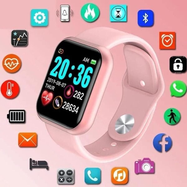NEELTEX m i D20 Y68 App|e Smart Watch for Kids Boys 10-12 Year Old, Men, Girls, Women Id116 Plus 2024 Latest Brand for Android & iOS Phon (Pink)