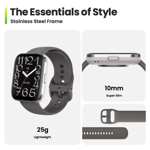 Amazfit Bip 5 Unity 46mm Smartwatch, Bluetooth Phone Calling, 120+ Sports Modes, 11-Day Battery, Watch Face, 24 Hour Health Monitoring, 1.91" High-Resolution Display, Android/iOS (Charcoal)