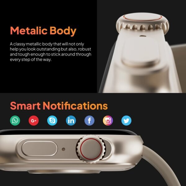 Fire-Boltt Gladiator 1.96" Biggest Display Smart Watch with Bluetooth Calling, Voice Assistant &123 Sports Modes, 8 Unique UI Interactions, SpO2, 24/7 Heart Rate Tracking (Light Gold)