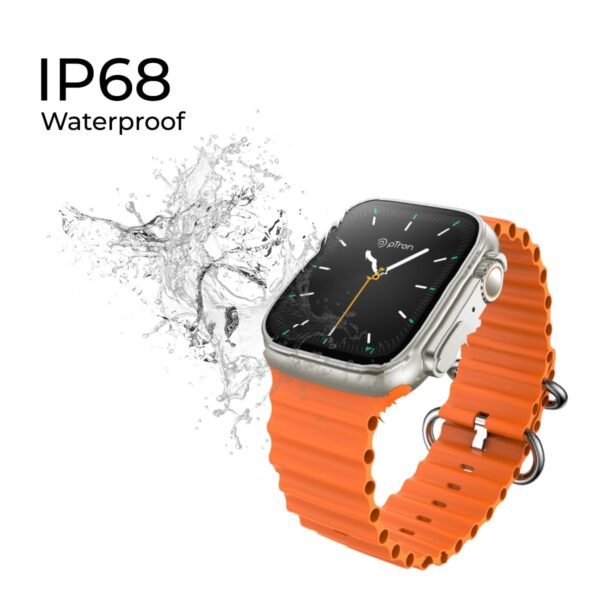 pTron Newly Launched Reflect Pro Smartwatch, Bluetooth Calling, 1.85" Full Touch Display, 600 NITS, Digital Crown, Metal Frame, 100+ Watch Faces, HR, SpO2, Voice Assist, 5 Days Battery Life (Gold)