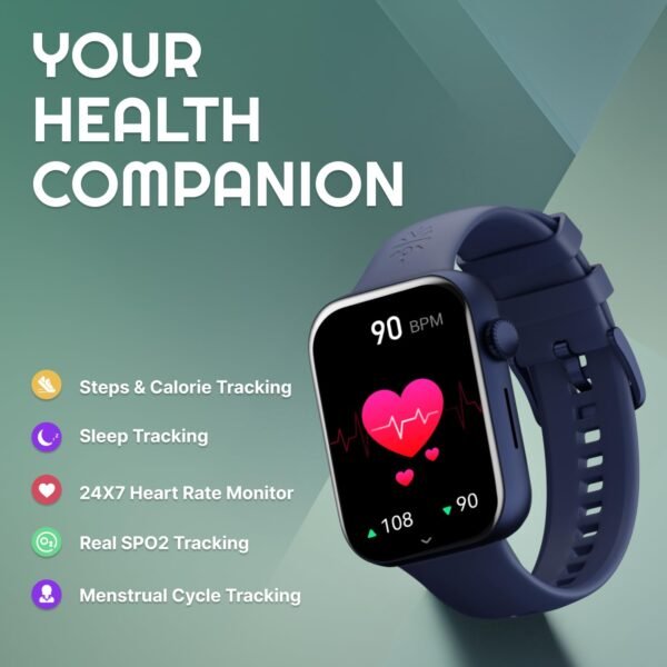 Cultsport Cult.Sport Burn 1.78" Amoled, 368X448 Res, Bt Calling, Crown Control, Voice Assistant, Aod Smartwatch (Dark Blue Strap, Free Size)
