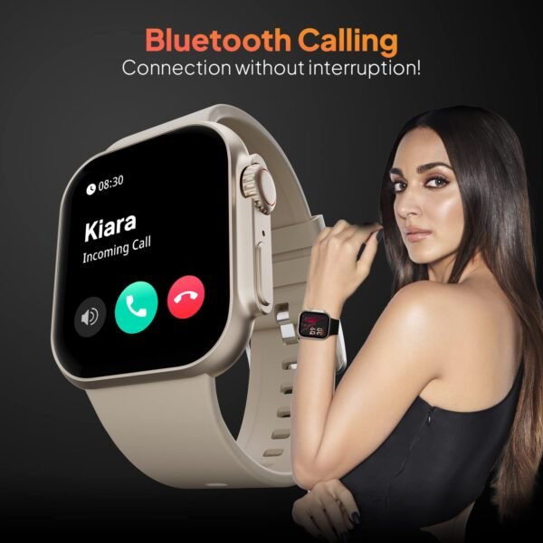 Fire-Boltt Gladiator 1.96" Biggest Display Smart Watch with Bluetooth Calling, Voice Assistant &123 Sports Modes, 8 Unique UI Interactions, SpO2, 24/7 Heart Rate Tracking (Light Gold)