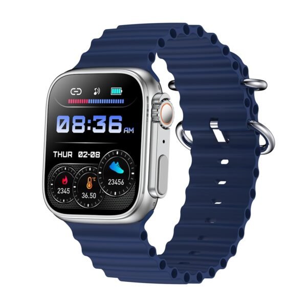pTron Newly Launched Reflect Pro Smartwatch, Bluetooth Calling, 1.85" Full Touch Display, 600 NITS, Digital Crown, Metal Frame, 100+ Watch Faces, HR, SpO2, Voice Assist, 5 Days Battery Life (Blue)