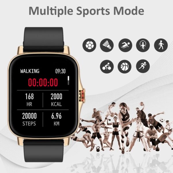 Maxima Max Pro X6 Calling Smartwatch with premium Speaker & Mic,accurate SpO2 monitoring, 8 Fitness modes,Social Media Alerts,Multiple watch faces,1.7" Full HD Display (400 Nits)-Gold with Black Strap