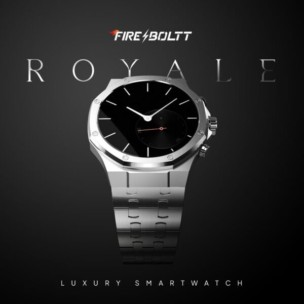 Fire-Boltt Royale Luxury Stainless Steel Smart Watch 1.43” AMOLED Display, Always On Display, 750 NITS Peak Brightness 466 * 466 px Resolution. Bluetooth Calling, IP67, 75Hz Refresh Rate (Silver)