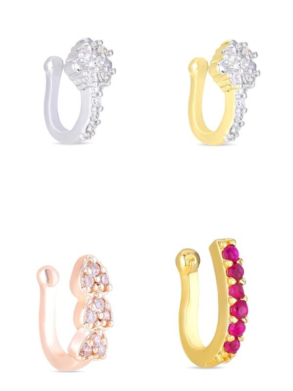 Yellow Chimes Nose Pin for Women Gold-Plated White and Pink AD Studded Nose Pins for Women and Girls…