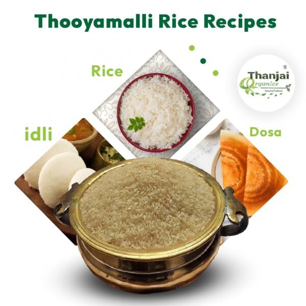 Thanjai Organics Thooyamalli Rice 3Kg | 1500g X 2 | Traditional Rice | Boiled Rice | Thoyamalli Arisi | Jasmine Rice