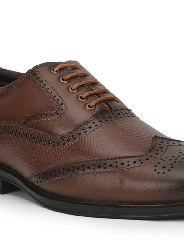 Liberty Fortune HOL-125E Lacing Brogue Shoes for Men with PU Sole | Comfortable & Lightweight | Cushioned Footbed | Durable & Trendy Design | Leather Insole | Formal Footwear