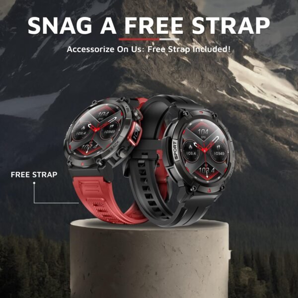 Cult Ranger XR1-1.43" AMOLED Display,Outdoor Rugged Smartwatch for Men, Bluetooth Calling, 8 Days Battery, Continous Heart Rate,100+ Sports Mode, Live Cricket Score, Built-in Flashlight, Free Strap