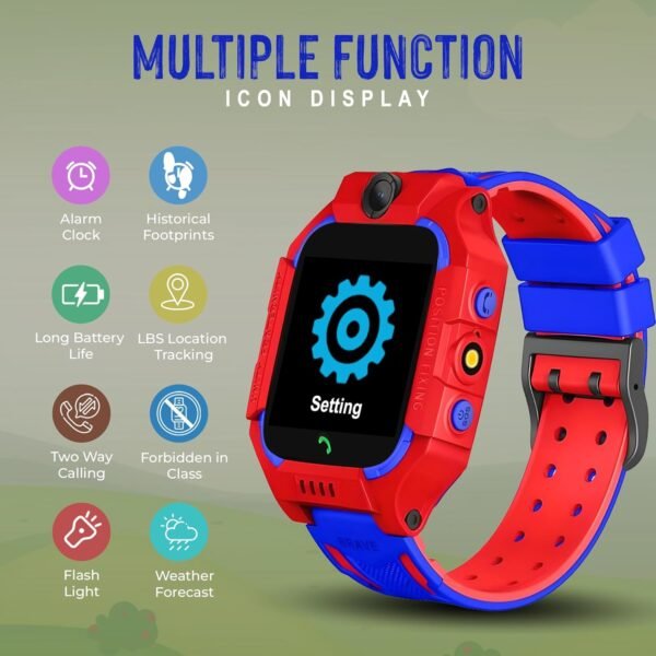 PunnkFunnk Kids Calling Smart Watch for Boys & Girls | 2-Way Voice Calling & Message | Sim Card | Selfie Camera | Parent Control App | Voice Chat | Long Battery Life | LBS Location Tracking (Red)