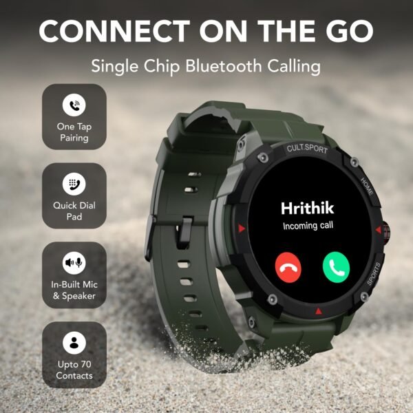 CULTSPORT Ranger XR 1.43" AMOLED Smartwatch,Outdoor Rugged Smartwatch for Men, 850 NITS, Always On Display, Bluetooth Calling, 420mAh Battery, Sports Recognition, Health Tracking, Round Digital Watch