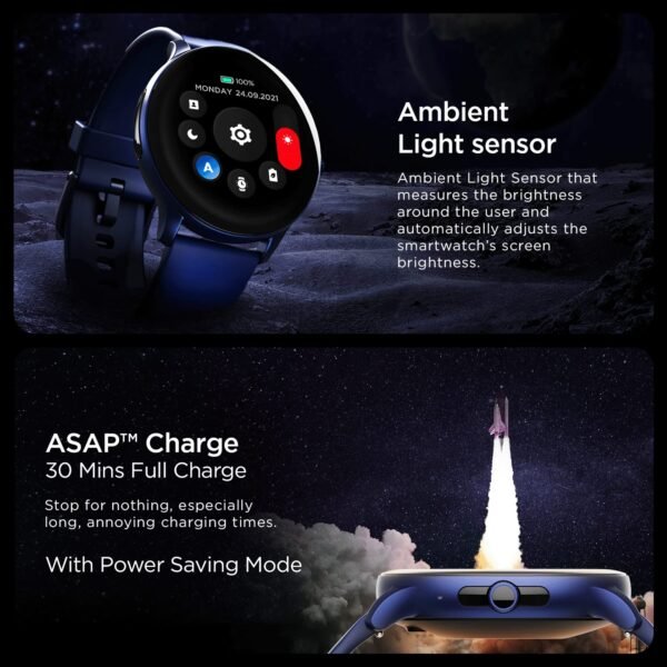 boAt Lunar Call Pro Smart Watch w/ 1.39 AMOLED Display, BT Calling,DIY Watch Face Studio, Coins, SensAI(Cricket Analysis),Apollo 3 Blue Plus Processor,Ambient Light Sensor(Deep Blue)