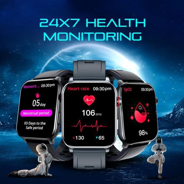 itel ICON-3 Smartwatch with Single chip BT Calling, 2.01" AMOLED Display, 500 Nits Brightness, Functional Crown, IP67 Waterproof, 170+ Watch Faces, 24Hr Health Monitor (Dark Chrome)