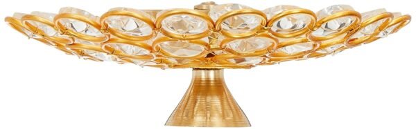 Amazon Brand - Solimo Brass Diya for Puja - Decorative Crystal Akhand Diya - Oil Pooja Lamp for Home Decor