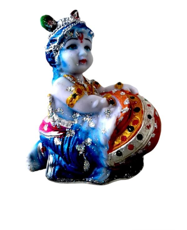 Handcrafted Krishna matki | Lord Krishna Idol Container| Natural Clay puja Item | Decorative earthen Pot | Gopal matki for Worship |