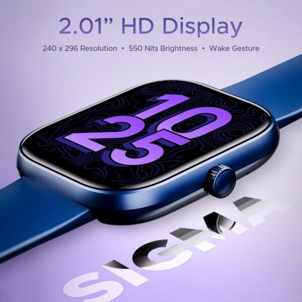 boAt Wave Sigma w/ 2.01" (5.1 cm) HD Display,Bluetooth Calling, Coins, DIY Watch Face Studio, 700+ Active Modes, HR&SpO2 Monitoring,Energy and Sleep Scores,IP67, Smart Watch for Men & Women(Cool Blue)