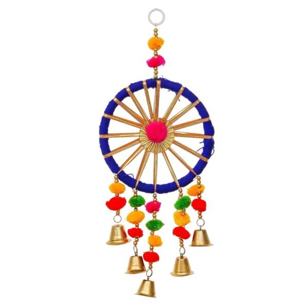 eCraftIndia Gota Patti Bangle & Bells Decorative Wall Door Hangings Latkan Toran for Main Door Entrance, Pooja Room- Wedding, Ganpati Navratri Diwali Decoration Items for Home Decor (Pack of 12)