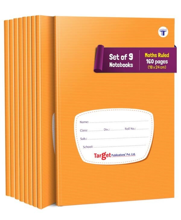 TARGET PUBLICATIONS Maths Ruled Line Notebooks | 18 x 24 cm | 160 Pages | Writing Copy | Useful for School and Office | Pack of 9 Books