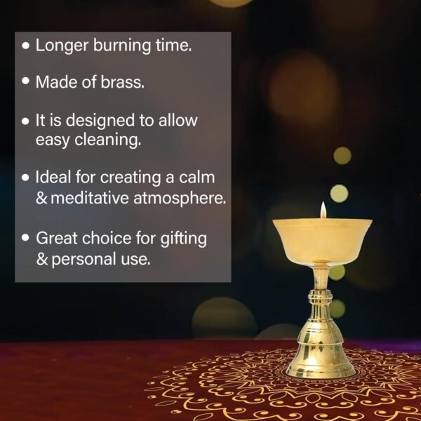 Shubhkart Nitya Akhand Narayan Diya - 110 gm | Brass Diya for Puja | Deepam Kundulu Jyot Diya Oil Lamp | Pooja Articles and Pooja Items for Home Temple (Height: 8.1 cm)
