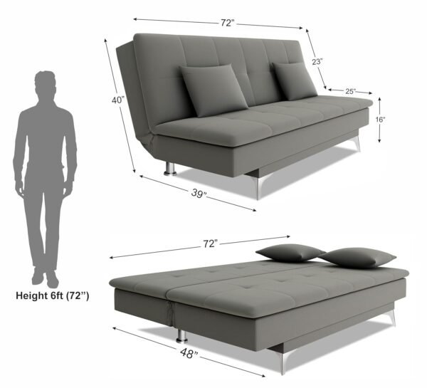 Adorn India New Aspen 3 Seater Sofa Cum Bed 4X6 (Grey) - 3 Seater, Wood