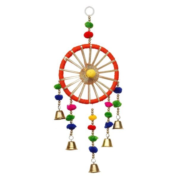 eCraftIndia Gota Patti Bangle & Bells Decorative Wall Door Hangings Latkan Toran for Main Door Entrance, Pooja Room- Wedding, Ganpati Navratri Diwali Decoration Items for Home Decor (Pack of 12)