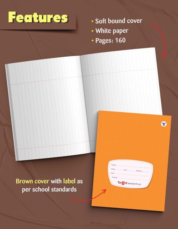 TARGET PUBLICATIONS Maths Ruled Line Notebooks | 18 x 24 cm | 160 Pages | Writing Copy | Useful for School and Office | Pack of 9 Books
