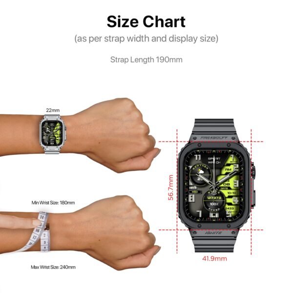Fire-Boltt Maverick Smartwatch 51.308mm (2.02 inch) IPS Display, Luxury Stainless Steel Look, 320x385 Pixel Resolution, Bluetooth Calling, Voice Assistant (Black)
