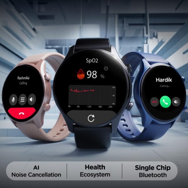 boAt Lunar Connect Plus Smart Watch w/ 1.43" (3.6 cm) AMOLED Display, 2.5D Display, Advanced Bluetooth Calling 100+, Always on Display, 100+ Watch Faces,Voice Assistant,IP68, HR & SpO2(Cherry Blossom)