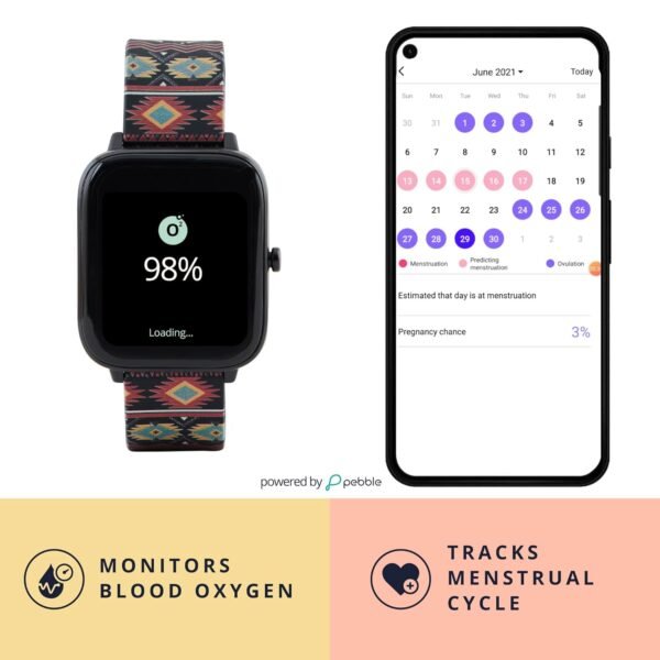 Chumbak Squad 2.0 Smartwatch - 1.7 inch SpO2, with 24 * 7 Health Tracking with Blood Oxygen, Fitness, Sports & Sleep Tracking for Women, Aztec Marvel