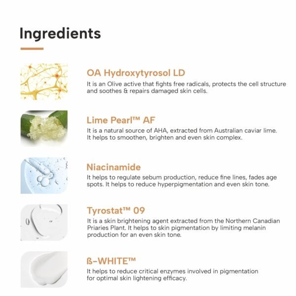 DERMATOUCH Bye Bye Pigmentation Cream || Anti Pigmentation Cream for Women/Men with Niacinamide, B-White, Lime Pearl, OA Hidroxitirosol LD & Tyrostat - 19G