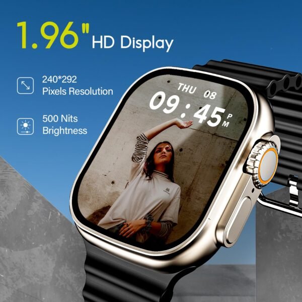 boAt Wave Elevate Smart Watch w/ 1.96" (4.9 cm) Display, BT Calling, Functional Crown, AI Voice Assistant, Built-in Game, HR & SPO2 Monitoring and Stress Monitoring, IP67(Active Black)