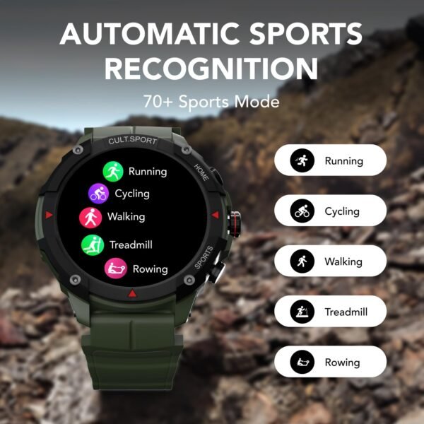 CULTSPORT Ranger XR 1.43" AMOLED Smartwatch,Outdoor Rugged Smartwatch for Men, 850 NITS, Always On Display, Bluetooth Calling, 420mAh Battery, Sports Recognition, Health Tracking, Round Digital Watch